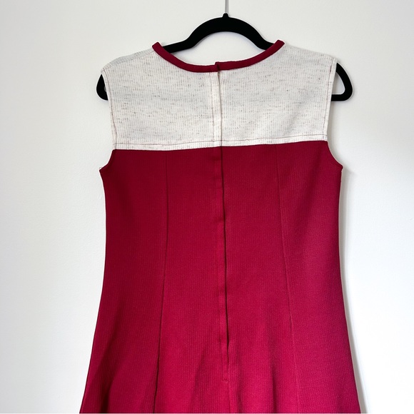 Vintage 70s Burgundy and Cream Tennis Dress • Size L - Picture 3 of 4